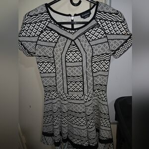 Bebe Monochrome Patterned Dress